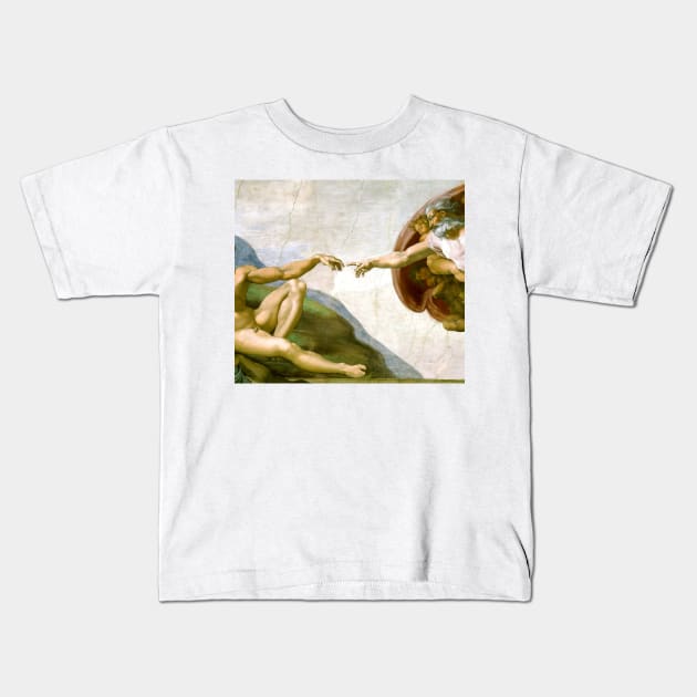 The Creation of Adam Painting by Michelangelo Sistine Chapel Kids T-Shirt by podartist